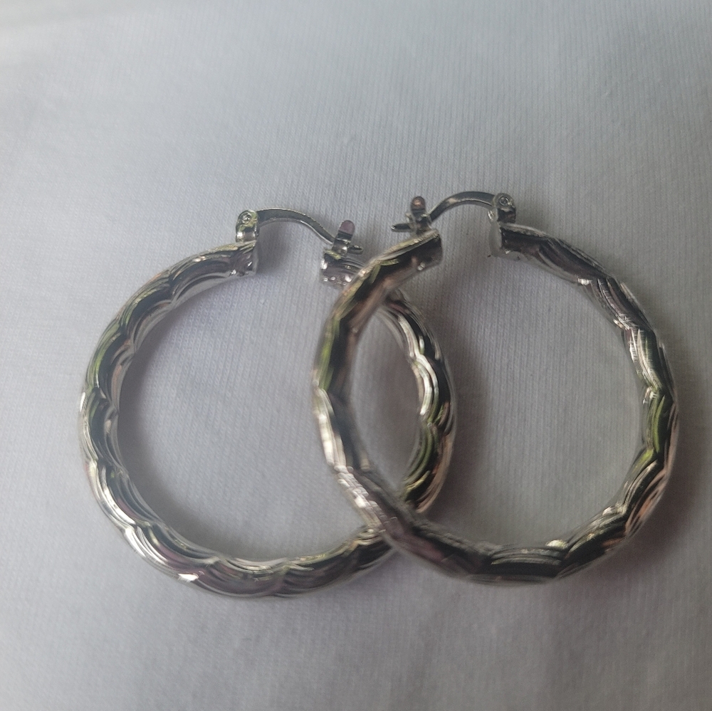 Twisted Silver Hoop Earrings